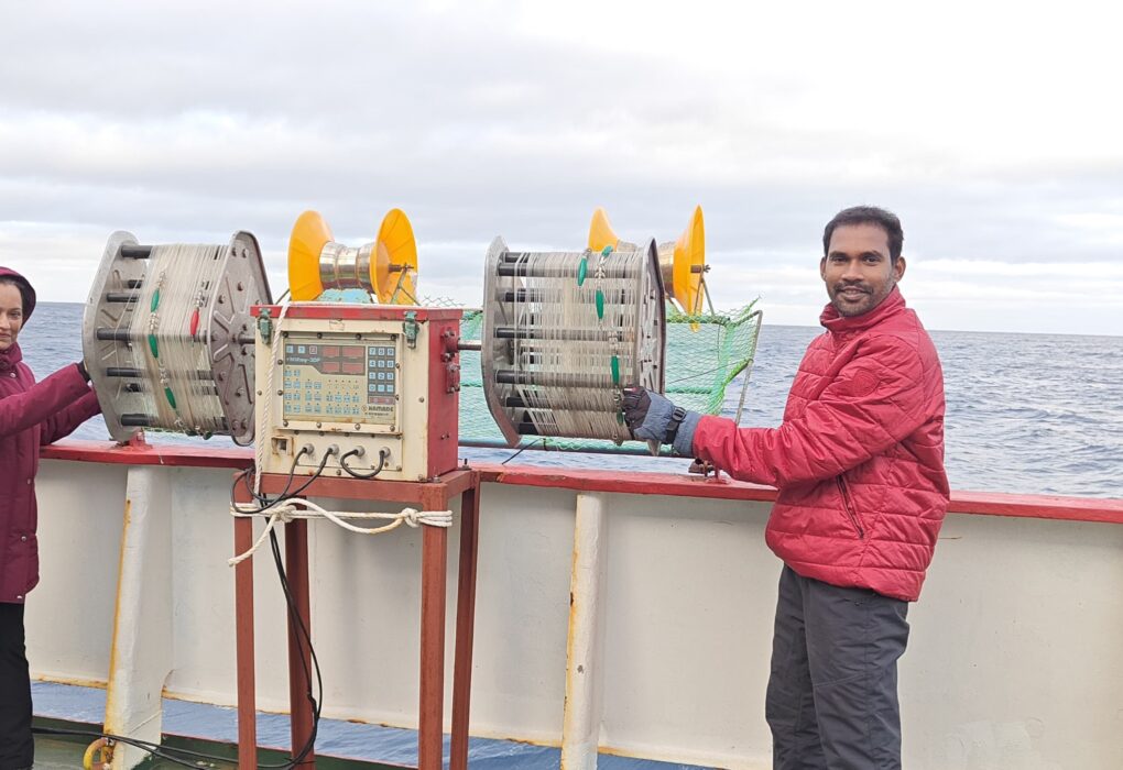 Battling Cyclones And Rough Seas, Indian Scientists Conduct Survey to Investigate Cephalopod Biodiversity in Antarctica Dr Geetha Sasikumar and Dr K Sajikumar on board research vessel during their sampling in Antarctic region