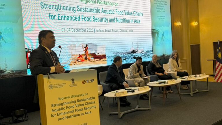 FAO officials including Dr Omar Penarubia, Angela Lentisco and Meeta Punjabi Mehta emphasised that strengthening aquatic food value chains is crucial for nutrition, livelihoods and climate resilience across the region.