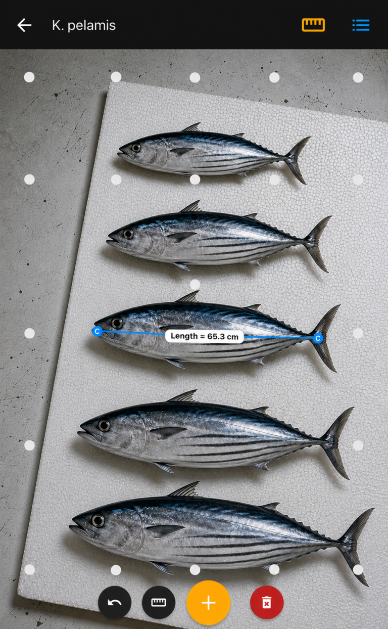 MatsyaMetri enables users to capture images of fish and estimate their dimensions using an intelligent, image-based measuring tool.